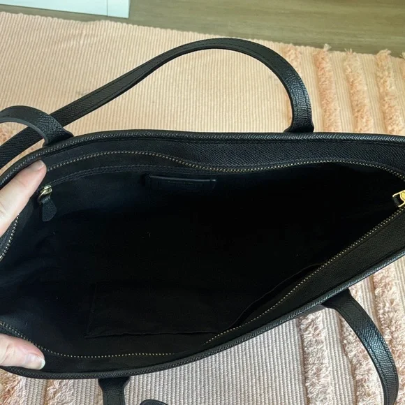 Coach Black Tote with Gold Accents - Picture 4 of 9
